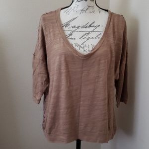 Cute 3/4 sleeve top with floral see thru back